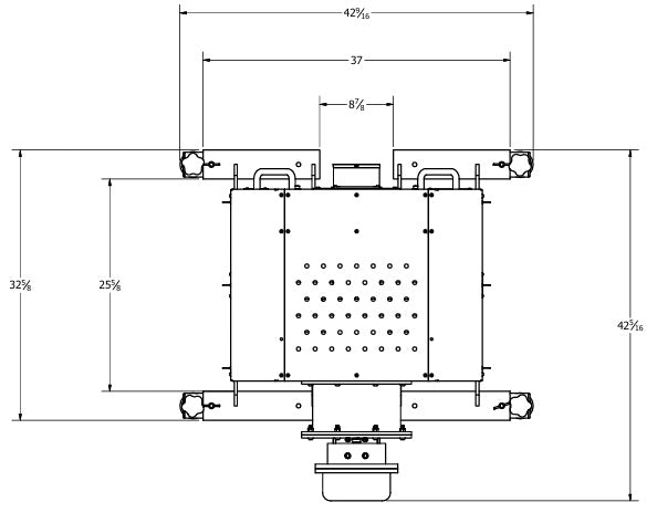 1200 Series POD Dynamometer - top view engineering drawing with dimensions